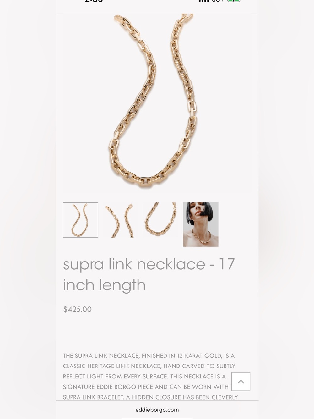 Supra 12kt Gold Link Necklace